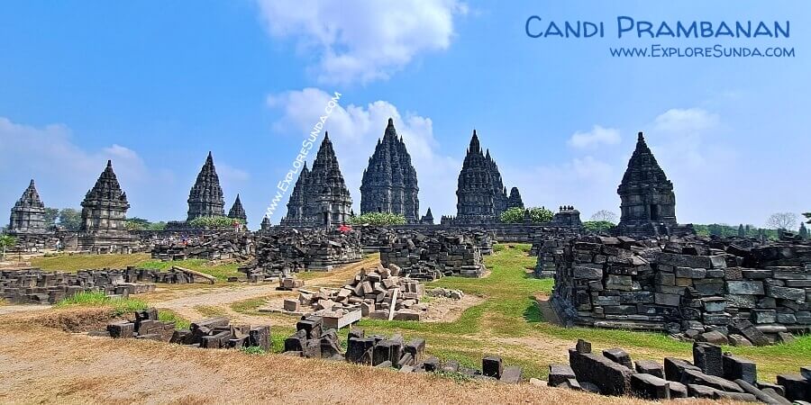 Candi Prambanan with three of its completely renovated Pervara temples.